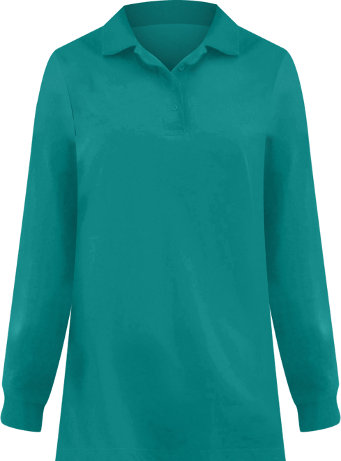 Plus Size Long-Sleeve Polo Shirt