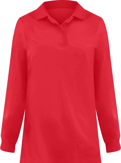 Plus Size Long-Sleeve Polo Shirt