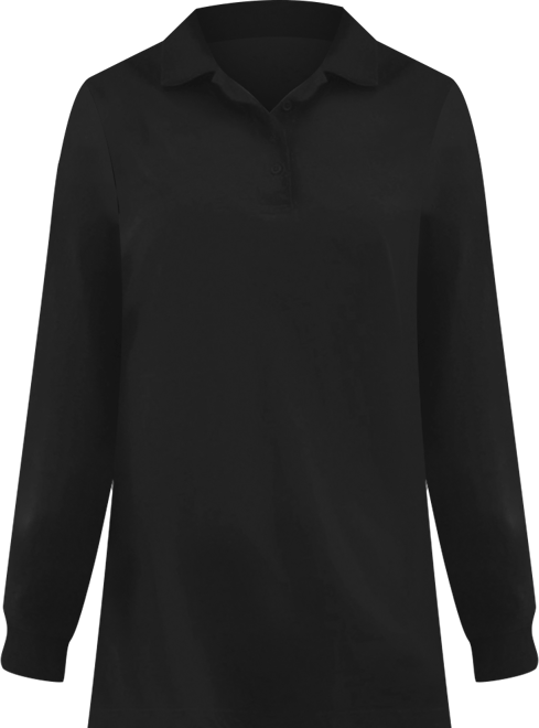 Plus Size Long-Sleeve Polo Shirt
