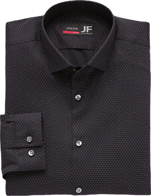mens black dress shirt long sleeve slim fit Men's Black Bamboo Wrinkle-Free Slim Fit Dress Shirt – Karako Suits main image 0