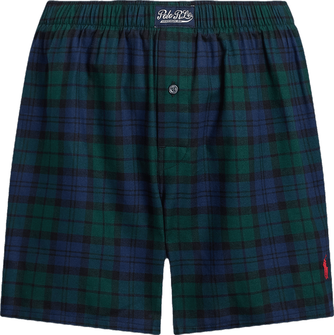 Men's Plaid Pattern Single-Button Fly Flannel Yarn-Dyed Boxers