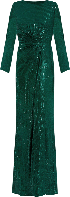 Women's Sequined Long Sleeve Side Knot Gown