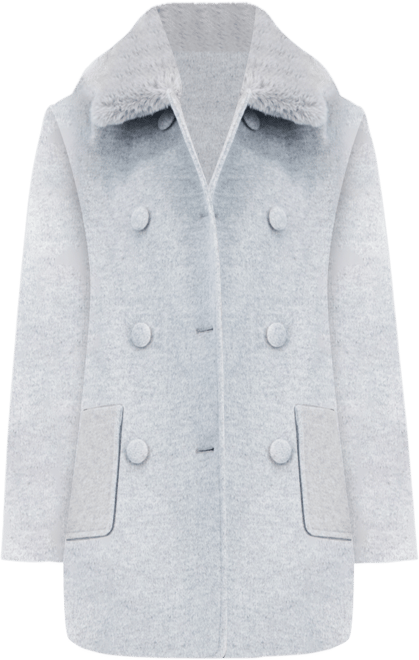 Women's Double-Breasted Faux Fur Collar Coat