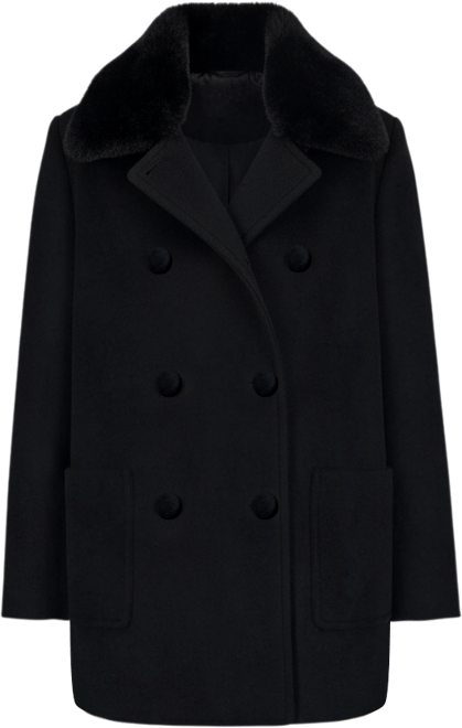 Women's Double-Breasted Faux Fur Collar Coat