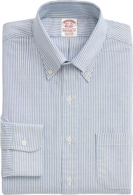 American-Made Oxford Cloth Button-Down Stripe Dress Shirt