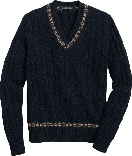 Shetland Wool Fair-Isle Tipped Archive Tennis Sweater | Brooks