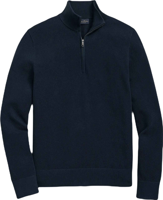 Men's Supima Cotton Mock Neck Half-Zip Sweater | Brooks Brothers