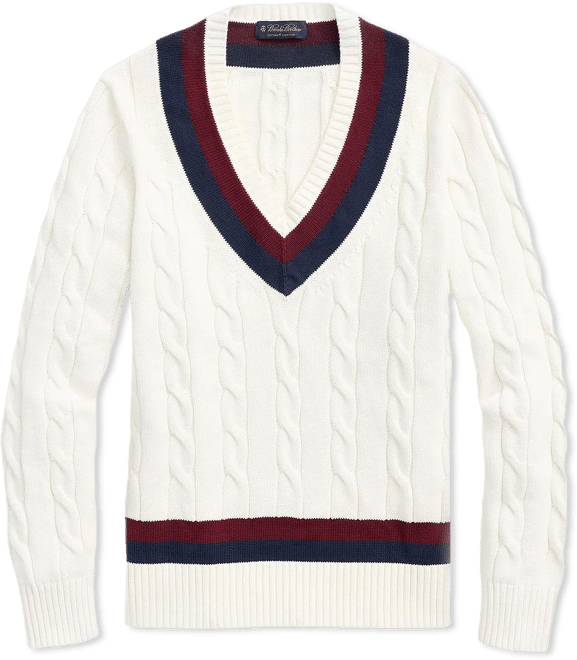 Vintage-Inspired Tennis V-Neck Sweater in Supima® Cotton