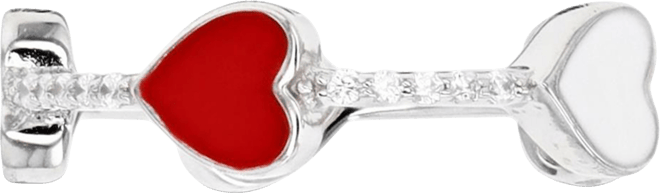Cubic Zirconia and Red & White Enamel Heart Eternity Band Ring (0.25 ct. t.w.) in Sterling Silver