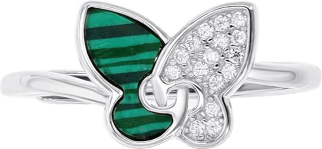 Butterfly Adjustable Ring (1.85 ct. t.w.) Malachite, (0.144 ct. t.w.) Cubic Zirconia in Sterling Silver