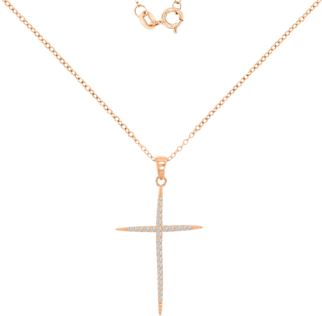 Cubic Zirconia Necklace (0.303 ct.t.w.) in 14k Rose Gold Over Sterling Silver