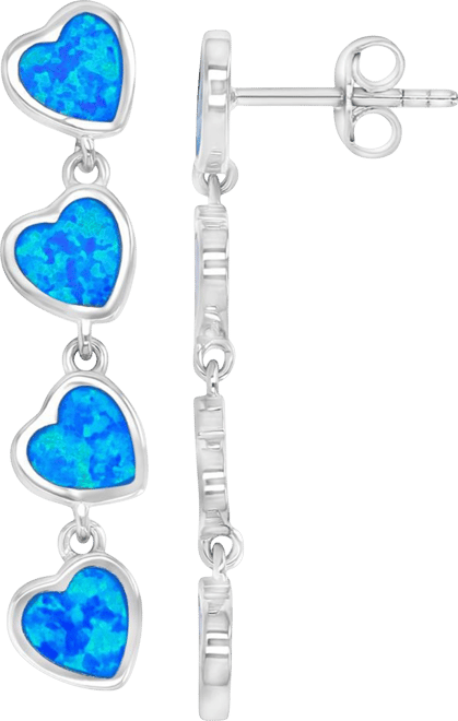 Heart Shape Gemstones (1.25 ct.t.w.) Earrings in Sterling Silver