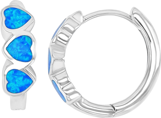 Heart Shape Opal Earrings (0.32 ct.t.w.) in Sterling Silver