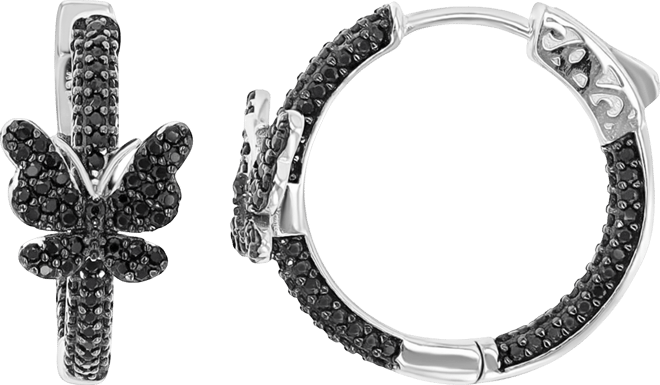 Black Spinel Hoop Earrings (1.625 ct.t.w.) in Sterling Silver