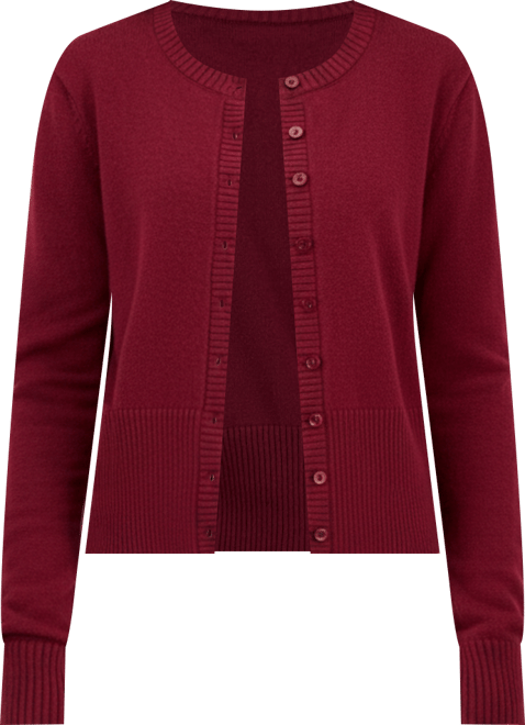 Juniors' High-Rib Button-Front Lady Cardigan