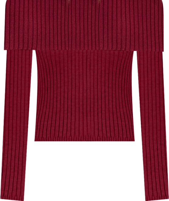 Juniors' Off-The-Shoulder Rib-Knit Sweater