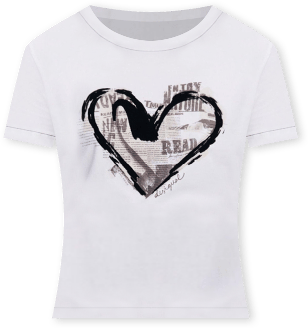 Women's Newspaper heart T-shirt