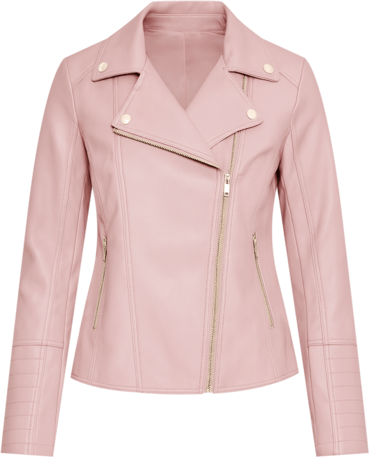 Women's Asymmetrical Pu Peplum Moto Jacket with Quilting Details