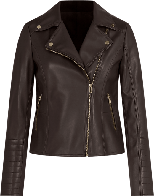 Women's Asymmetrical Pu Peplum Moto Jacket with Quilting Details