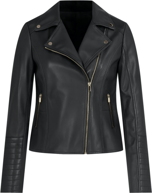 Women's Asymmetrical Pu Peplum Moto Jacket with Quilting Details