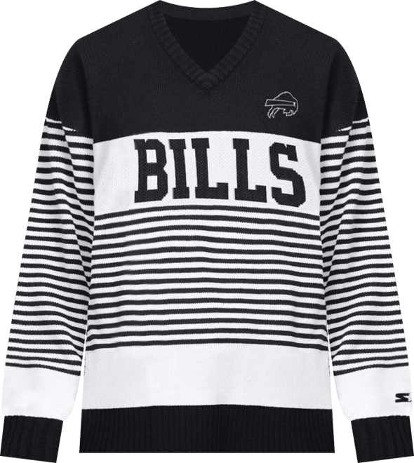 Women's Black Buffalo Bills No Huddle Striped Sweater