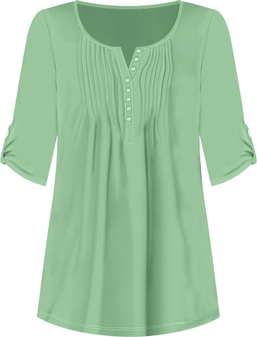Women's Within 7-Day Three-Quarter Sleeve Pintucked Henley Tunic