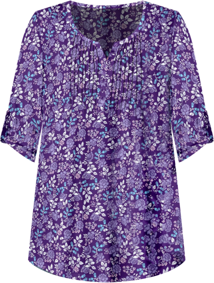 Women's Within 7-Day Three-Quarter Sleeve Pintucked Henley Tunic