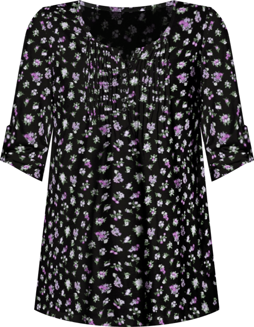 Women's Within 7-Day Three-Quarter Sleeve Pintucked Henley Tunic