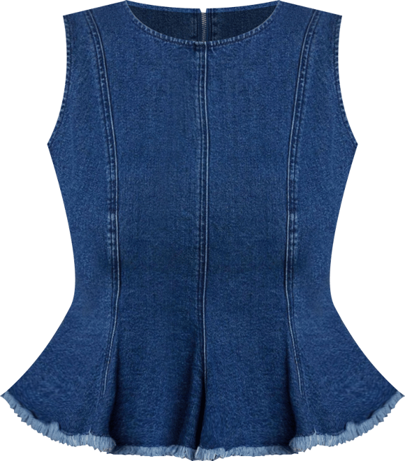 Women's Plus Size Denim Peplum Top