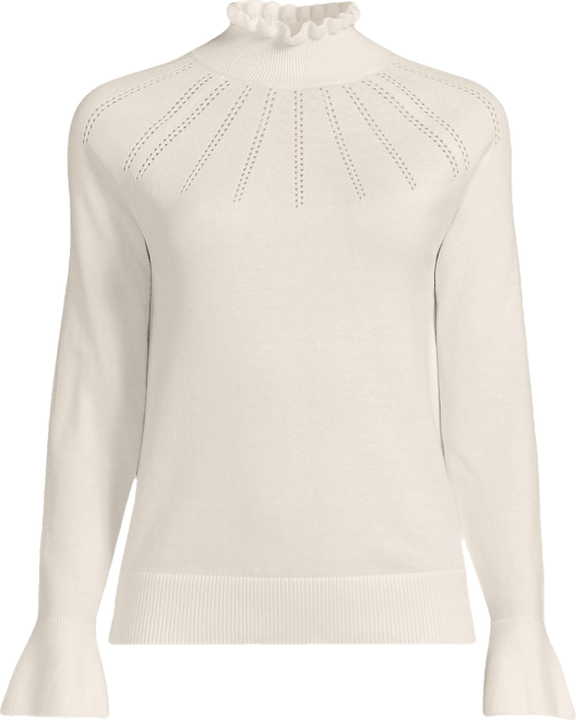 Women's Cotton Pointelle Turtleneck Sweater