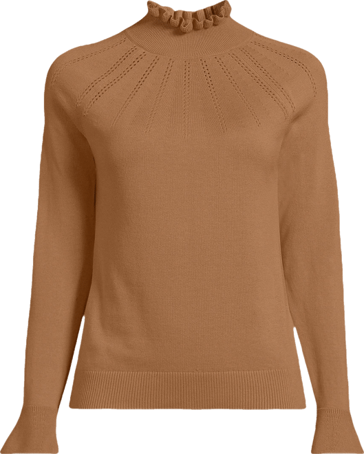 Women's Cotton Pointelle Turtleneck Sweater