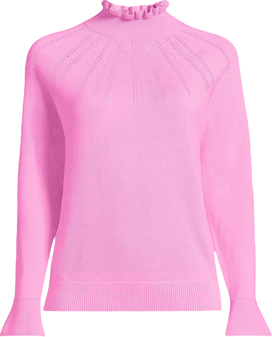 Women's Cotton Pointelle Turtleneck Sweater