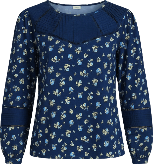 Women's Long Sleeve Slub Pintuck Top