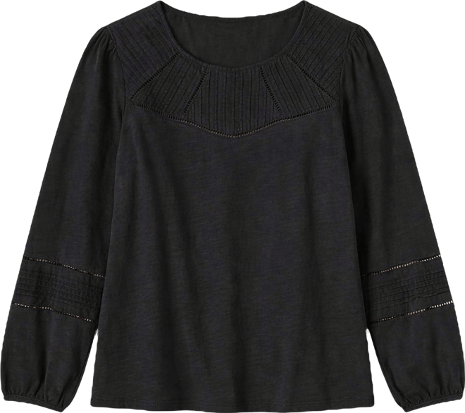 Women's Long Sleeve Slub Pintuck Top