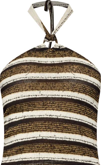 Womens Elita Striped Textured Knit Halter Top