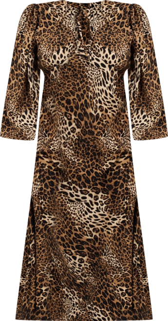 Women's Ruffle Leopard Print Maxi Dress