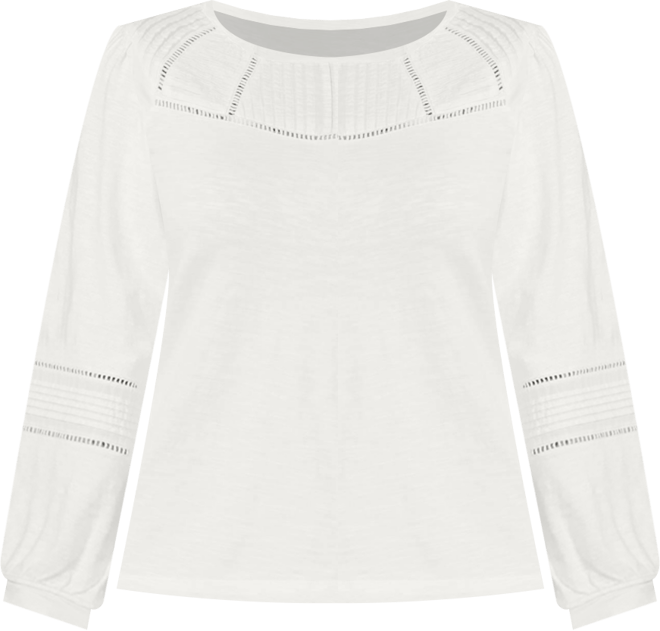 Women's Plus Size Long Sleeve Slub Pintuck Top