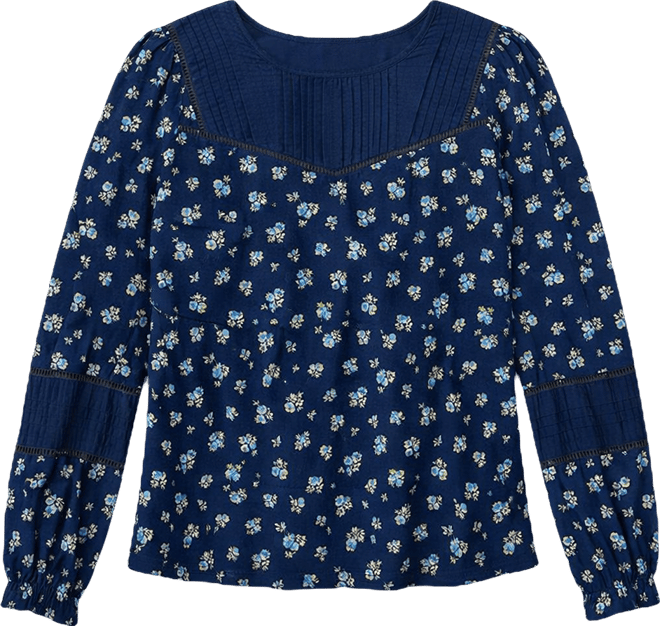 Women's Plus Size Long Sleeve Slub Pintuck Top