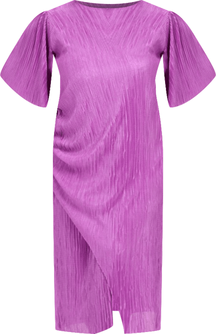 Women's Ruched Side Flutter Sleeve Midi Dress