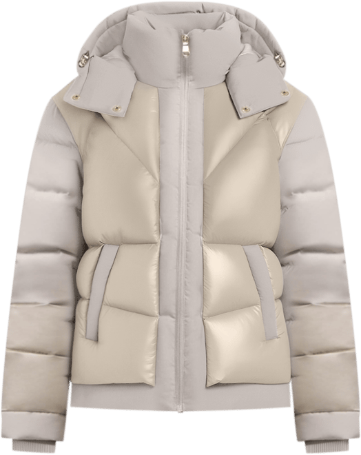 Women's Vega Mixed Media Puffer Jacket with Removable Hood