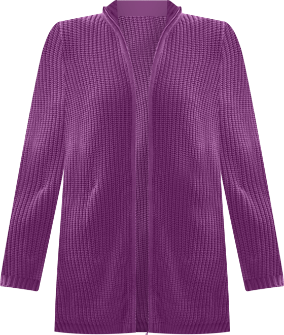 Plus Size Zip Front Shaker Cardigan