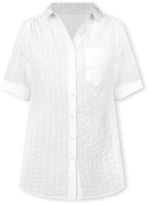 Plus Size Within Short-Sleeve Button Down Seersucker Shirt