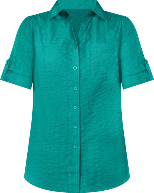 Plus Size Within Short-Sleeve Button Down Seersucker Shirt