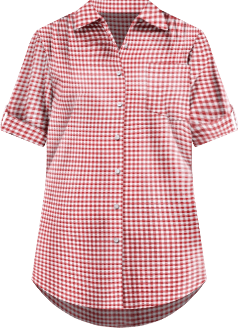 Plus Size Within Short-Sleeve Button Down Seersucker Shirt