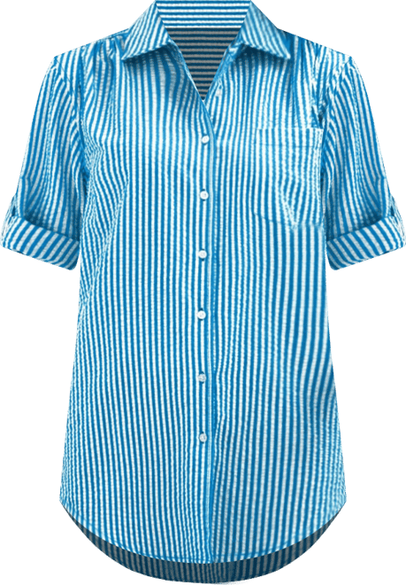 Plus Size Within Short-Sleeve Button Down Seersucker Shirt