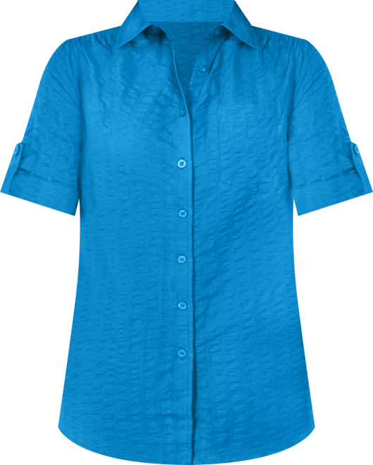 Plus Size Within Short-Sleeve Button Down Seersucker Shirt