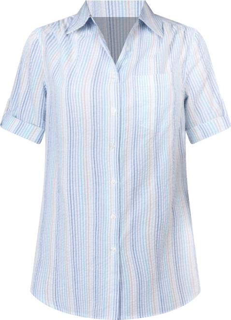 Plus Size Within Short-Sleeve Button Down Seersucker Shirt