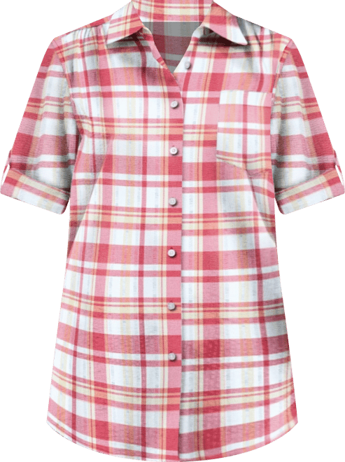 Plus Size Within Short-Sleeve Button Down Seersucker Shirt