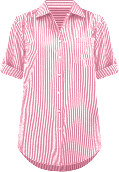 Plus Size Within Short-Sleeve Button Down Seersucker Shirt