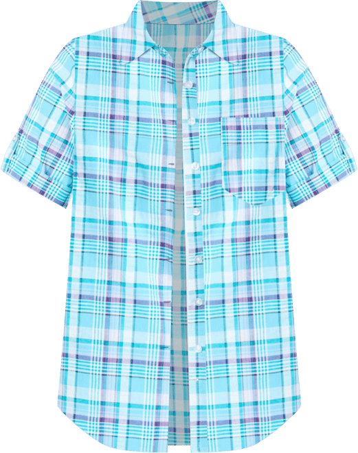 Plus Size Within Short-Sleeve Button Down Seersucker Shirt